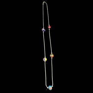 Vintage Murano Millefiori Italian Glass and Sterling Silver Necklace